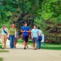 students strolling on south campus of the University at Buffalo. 