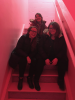 Grace DeSantis | Did you really explore Buffalo if you didn't visit the pink stairwell at Misuta Chow's? Pictured from left to right: Julia White, Grace DeSantis, Drew Canfield. Source: Zach Wilcox, December 14, 2019.