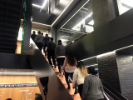 Students entering Gensler offices in Manhattan. The visit was hosted by Karli Brummer, workplace experience manager for Gensler; and Eric Brill (BPS '92), a senior associate with the firm. Photo by Joyce Hwang