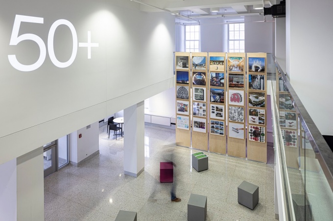 The 50+ Alumni Exhibition is on view in the Hayes Hall Atrium Gallery from April 6 - September 5, 2022. Photo by KC Kratt. 
