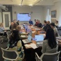 Deans Council meets with faculty and staff in Hayes Hall. 