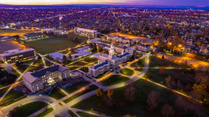 View of UB's historic South Campus and the home of the School of Architecture and Planning. Photo by Douglas Levere. 