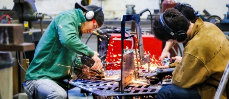 The shop has a large inventory of standard tools, including welding equipment. 