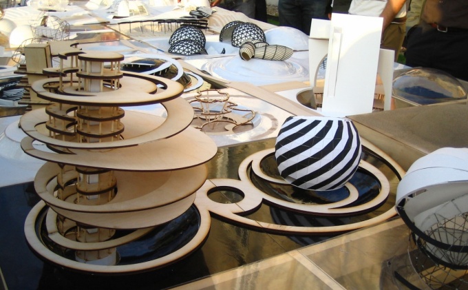 model of Stacked, concentric circles, made using the laser cutter. 