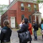 Graduate students in URP 529: Recording Place: Field Methods in Historic Preservation course exploring architectural styles in Buffalo&rsquo;s historic Linwood neighborhood. 
