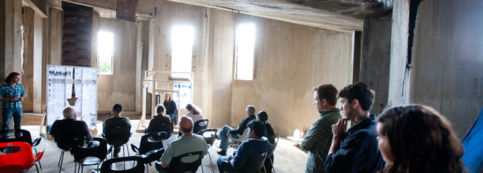 Inclusive Design Graduate Research students during a project review. 