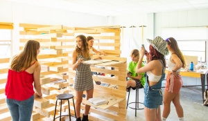 Students gather in studio. 