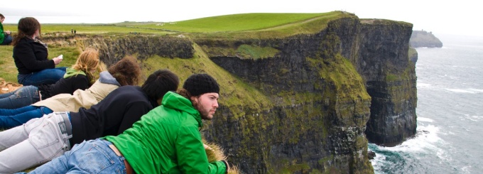 students over the cliffs of mohan. 