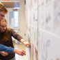 Students review their designs for a resilient campus. 