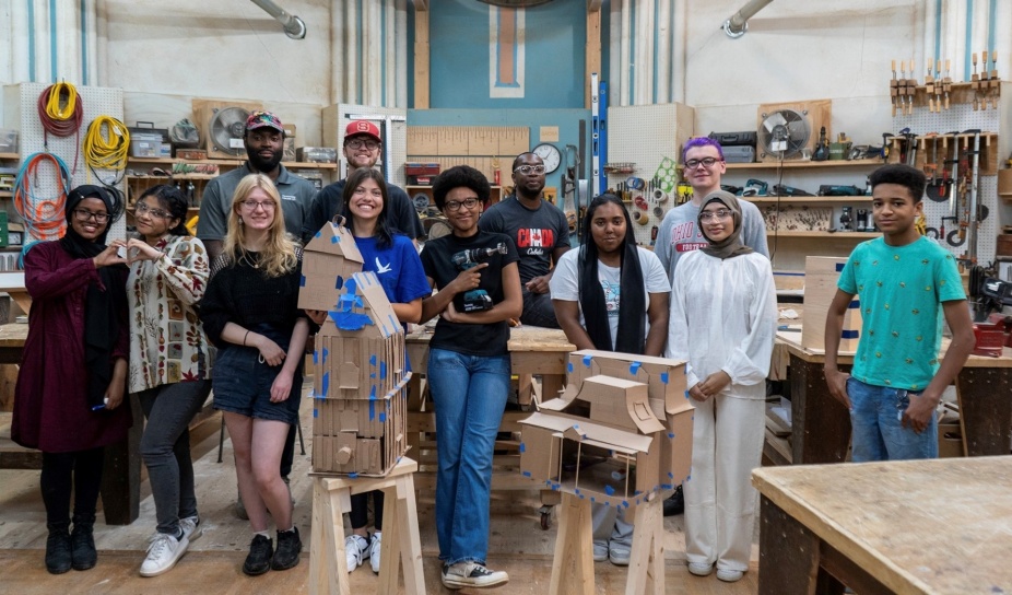 Model City Builders summer high school program students posing at Assembly House 150. 