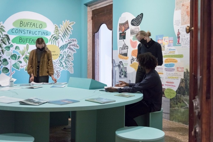 exhibition space in palazzo mora. 