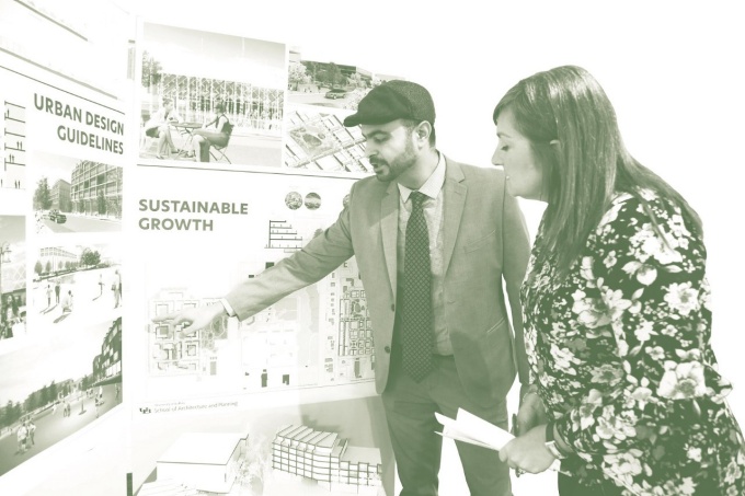 Student presents project Sustainable Growth. 