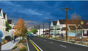 View of the Bailey Green neighborhood streetscape. 