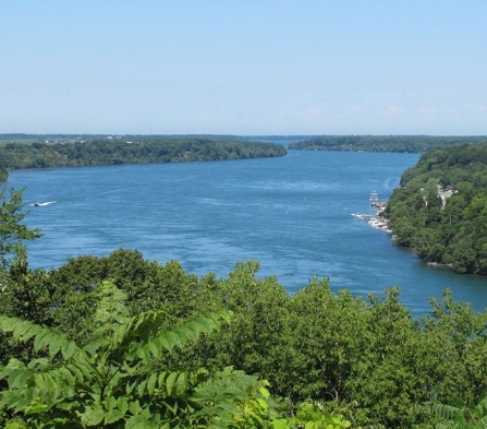 aerial view of the Niagara River in spring. 