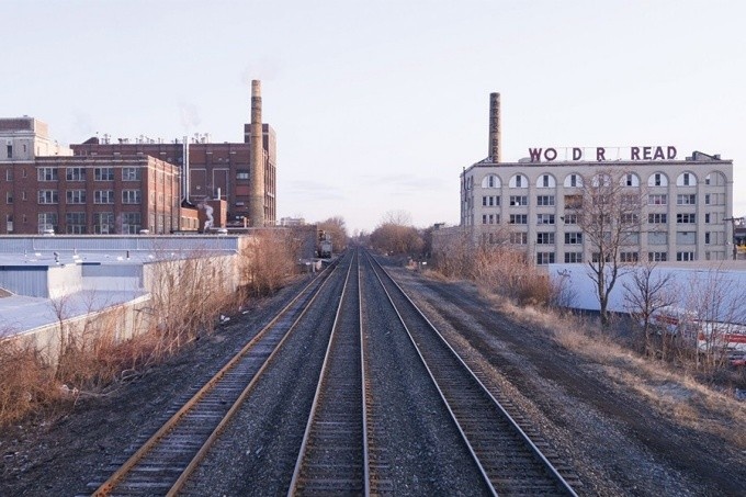 From “See It Through Buffalo.” The New York Central Belt Line, completed in 1882, continues to connect the few remaining industries scattered along its 15-mile route. Active Connections © John Paget. 
