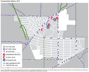 Zoom image: Map showing public transit options