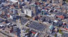 The site and surrounding urban context in its current form. The three parking lots are centrally located in downtown Buffalo, just south of the Buffalo Niagara Medical Campus and east of the city's Theater District.