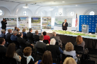 Michael Van Valkenburgh Associates presented its initial design concepts for the transformation of Buffalo’s LaSalle Park into Ralph C. Wilson, Jr. Centennial Park in May 2019. (c) University at Buffalo, Photo by Douglas Levere