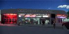 Night render for the proposed installation of Utica Station from East Utica Street.