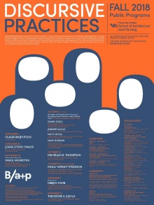 Discursive Practices public programs poster. 