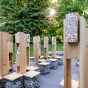 a wooden multi-species design installation. 