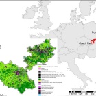 Location of the case study within Europe. a) Land cover map of Ostrava and Katowice according to the Urban Atlas. 