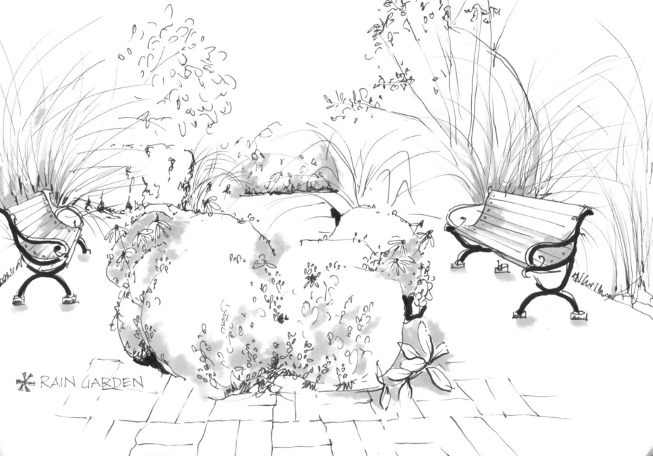 Benches sketch by Emma Cook. 