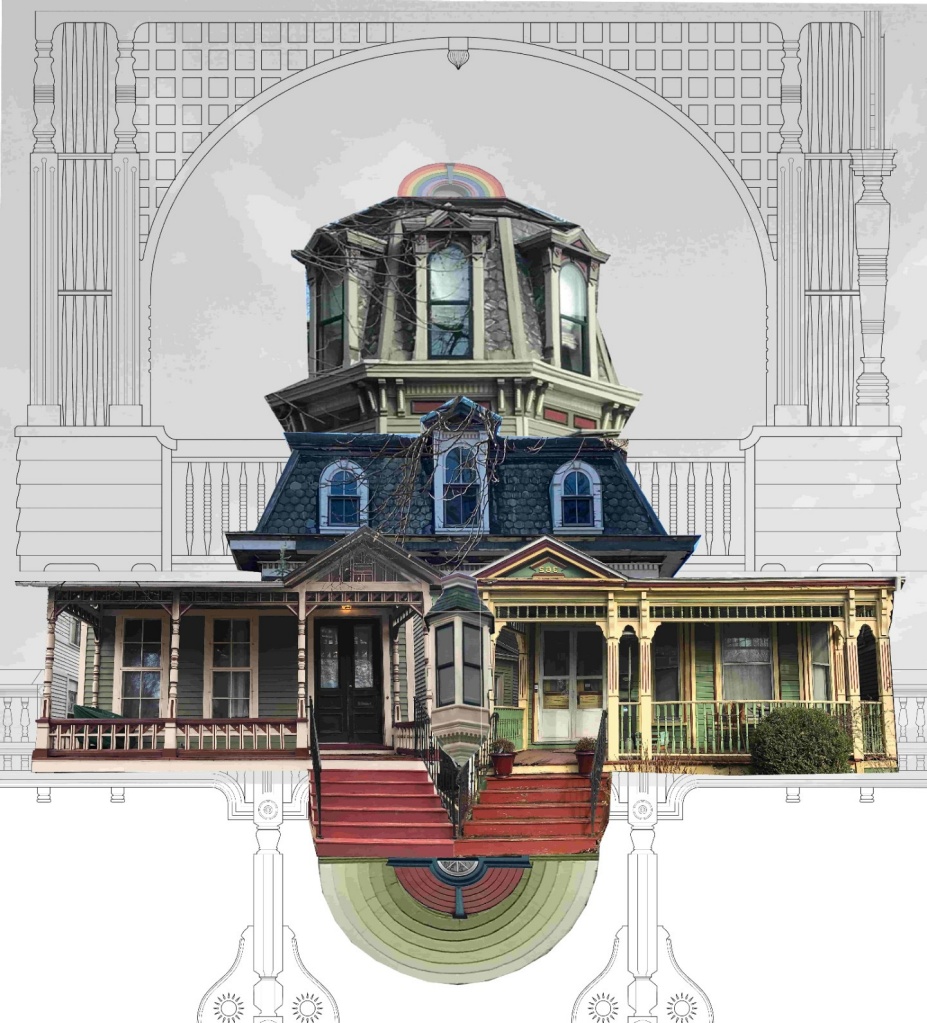 Exterior rendering of library for the Mexican War Streets historic district. 